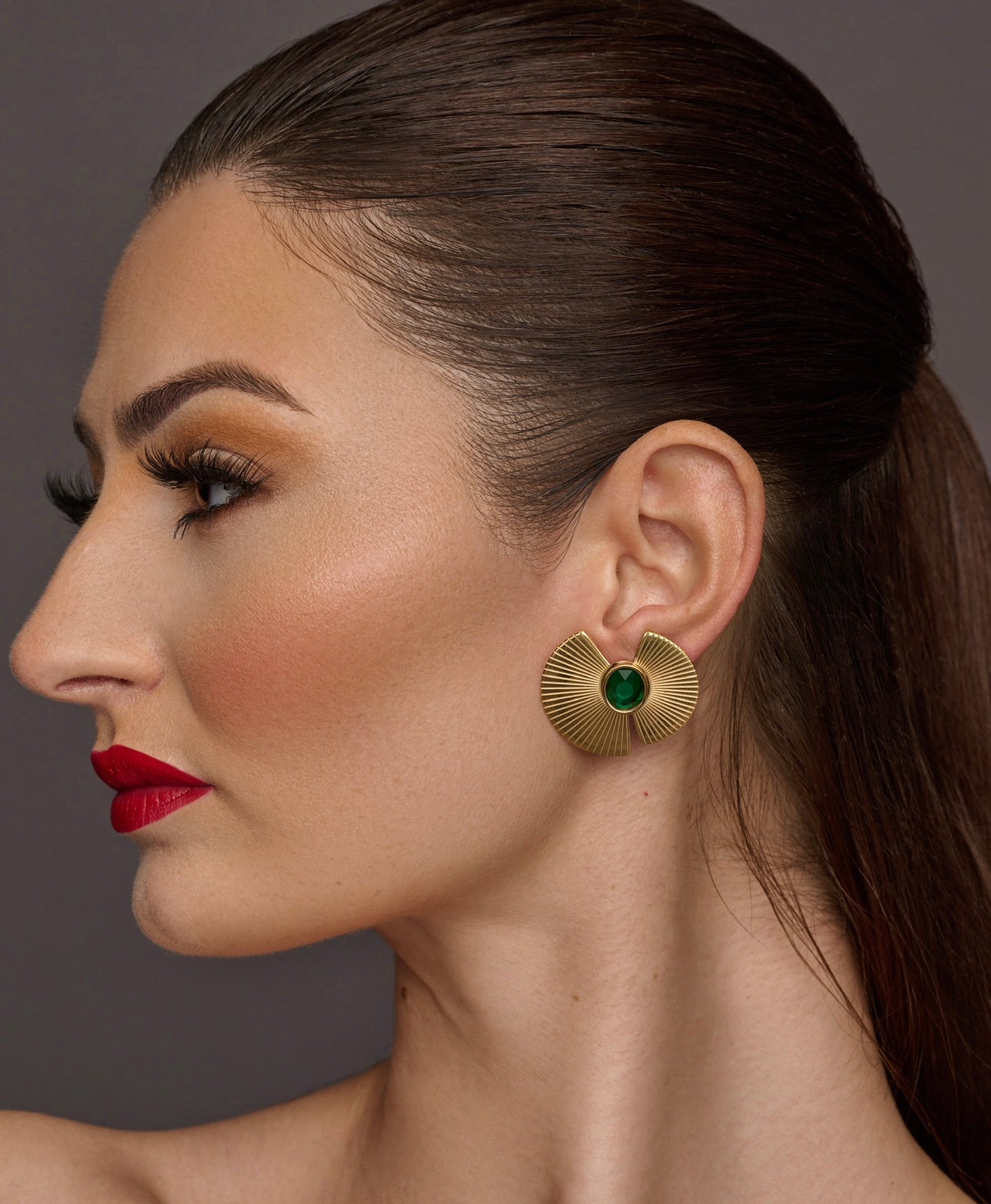 Elegant Glam Flower Designed Alloy Green Rhinestone Stud Earrings - Fatisha Boutique