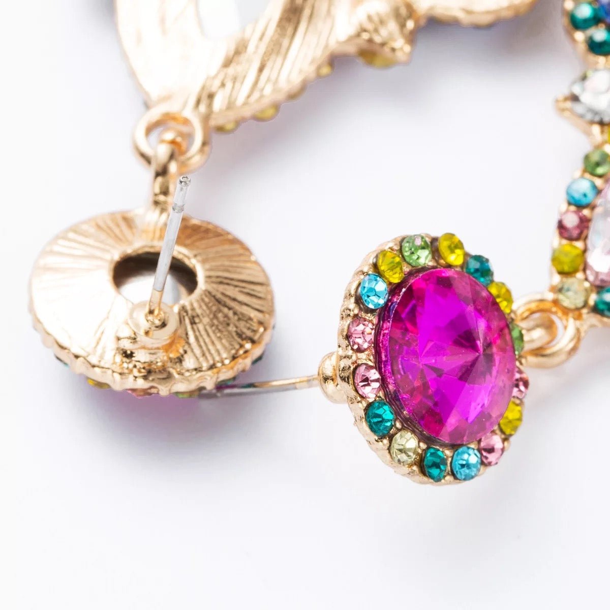 Elegant Multicolour Rhinestones Teardrop Statement Dangle Earrings - Fatisha Boutique