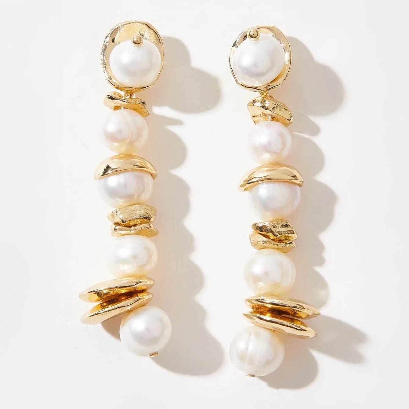 Elegant Pearl Drop Earrings – Classic Gold and Pearl Dangle Earrings for Special Occasions - Fatisha Boutique