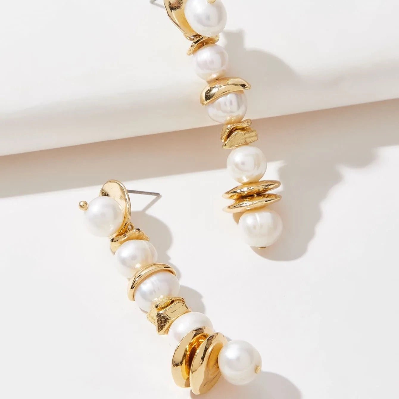 Elegant Pearl Drop Earrings – Classic Gold and Pearl Dangle Earrings for Special Occasions - Fatisha Boutique