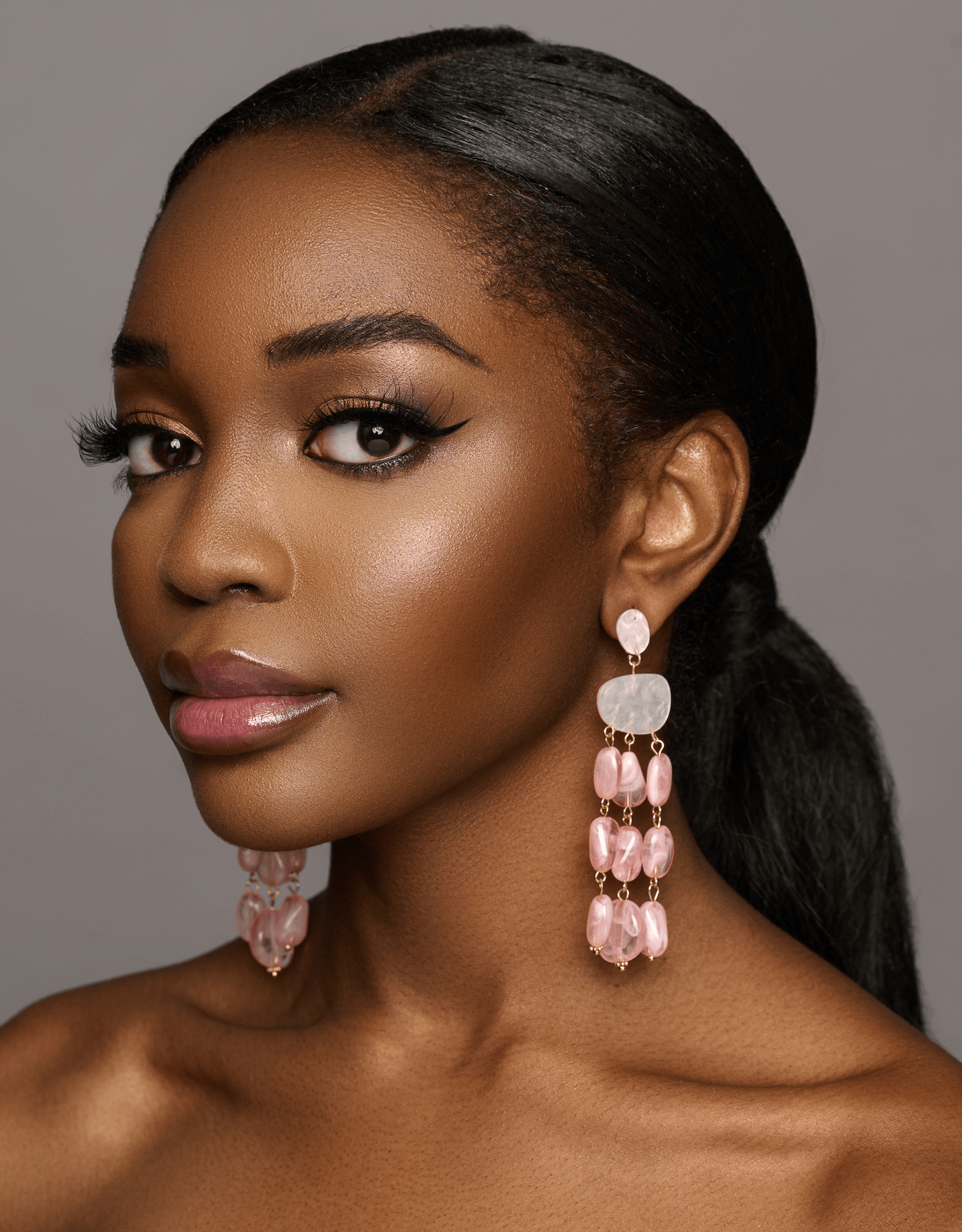 Elegant Pink Long Drop Earrings – Delicate Layered Dangle Earrings for Women - Fatisha Boutique