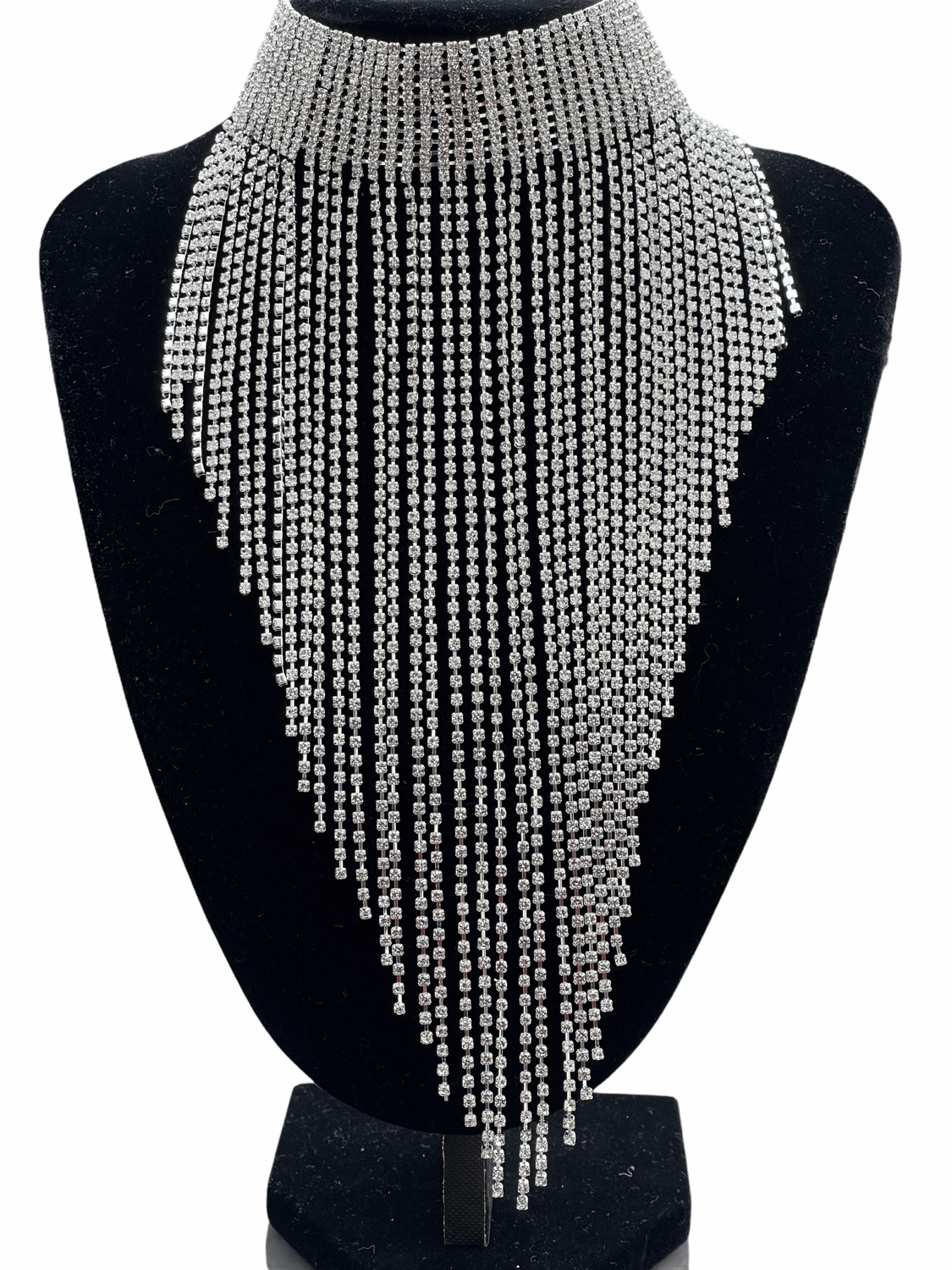 Elegant Rhinestones Sparkling Crystal Long Tassels Choker Necklace - Fatisha Boutique