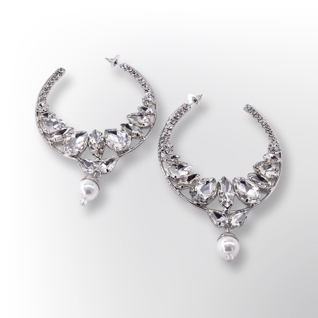 Elegant Rhinestones Statement Stud Earrings - Fatisha Boutique