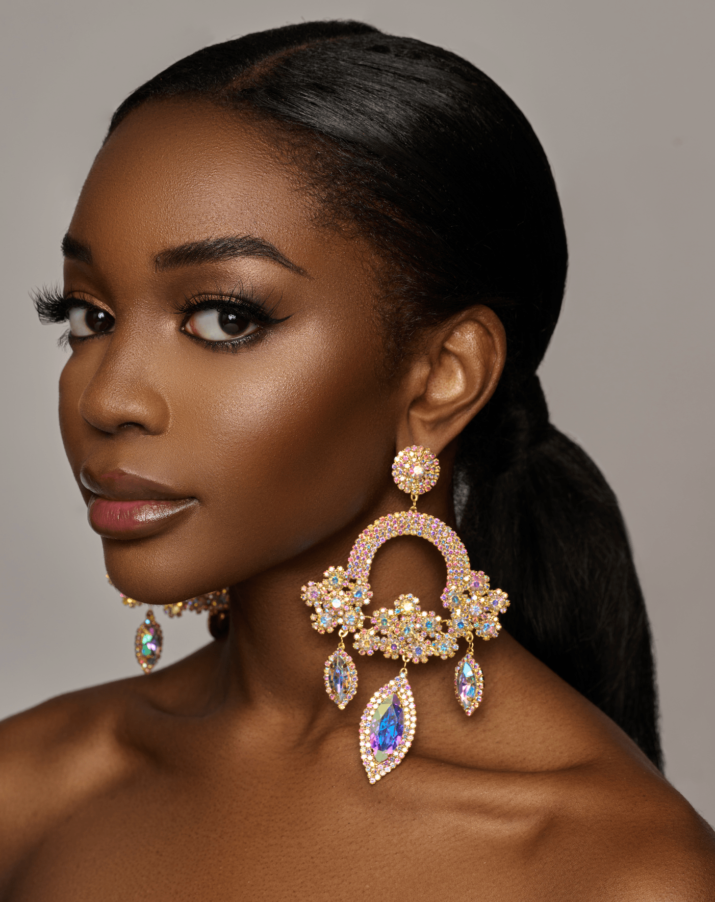 Elegant Statement Gemstones Crystal Diamante Rhinestone Long Tassel Earrings - Fatisha Boutique