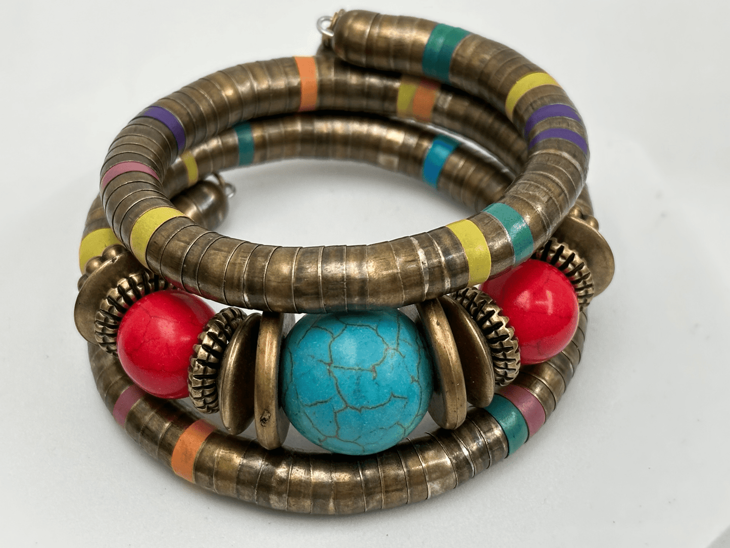 Exotic Retro Ethnic Tribal Resin Beaded Bangle Bracelet Cuff - Fatisha Boutique Fatisha Boutique