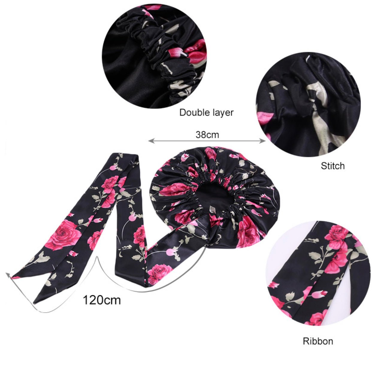 Floral Satin Silk Bonnet Turban Head Wrap - Fatisha Boutique