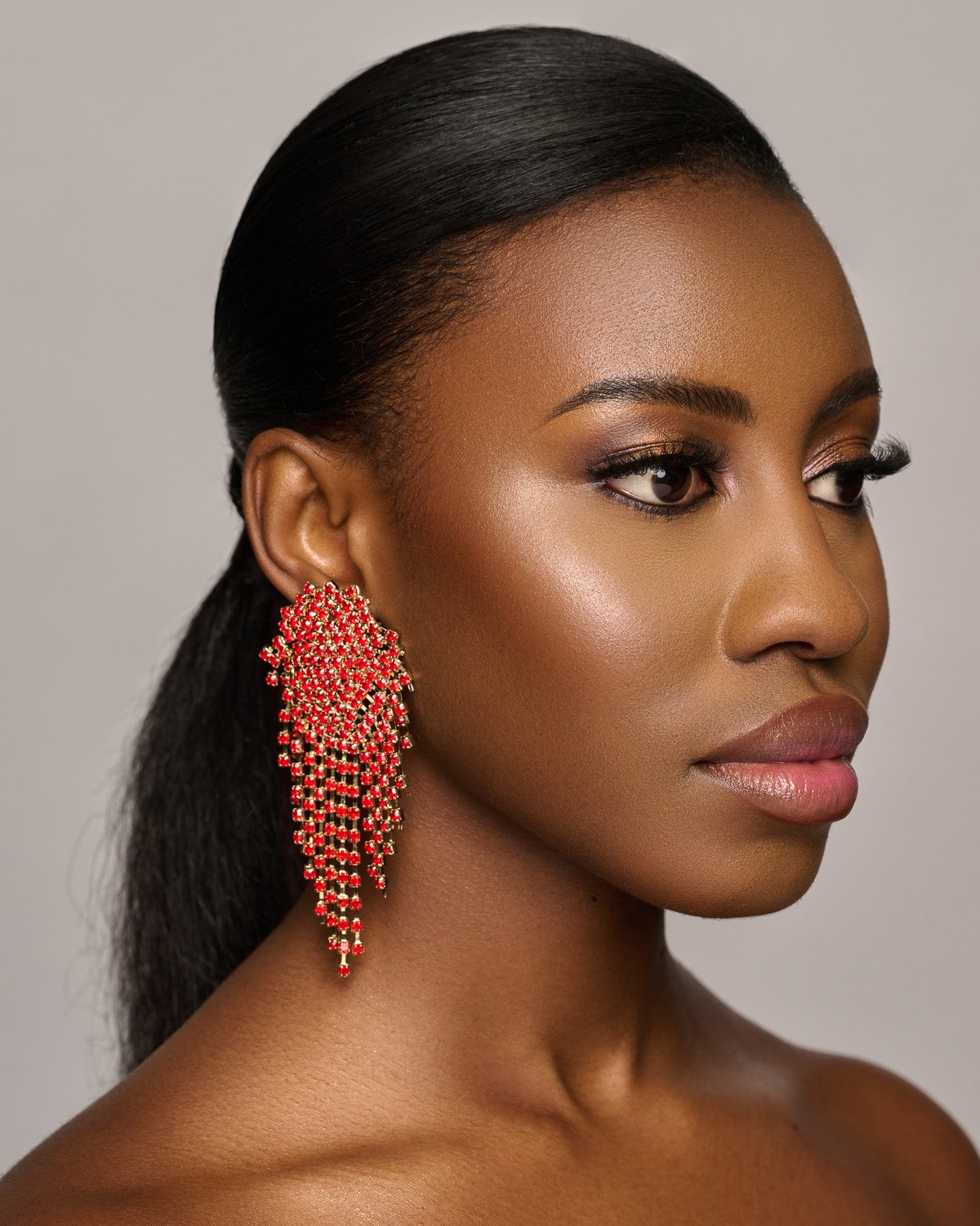 Glamorous Diamante Rhinestone Crystal Cascade Tassel Statement Drop Earrings - Fatisha Boutique