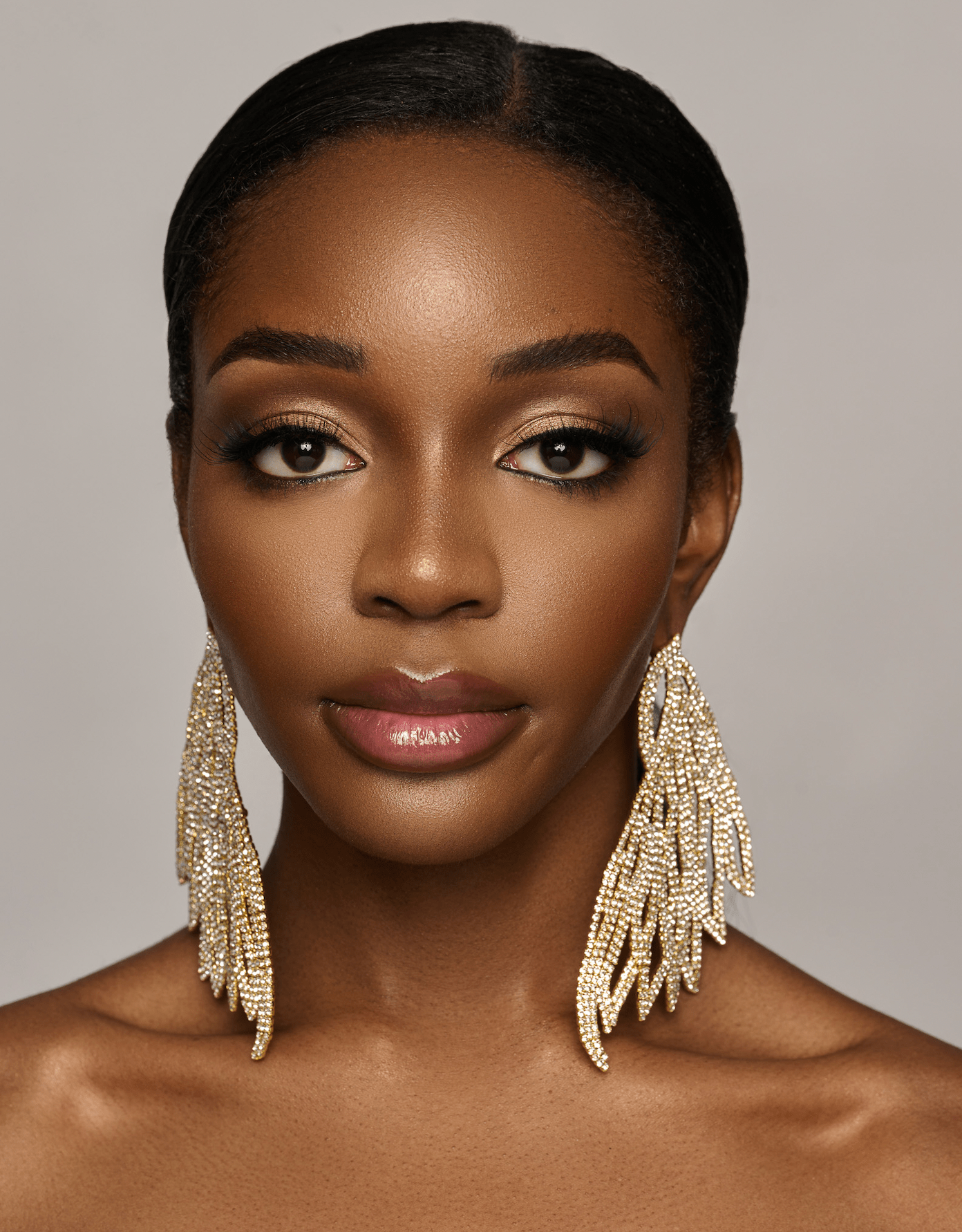 Glamorous Wings Statement Crystal Diamante Rhinestone Long Stud Earrings - Fatisha Boutique