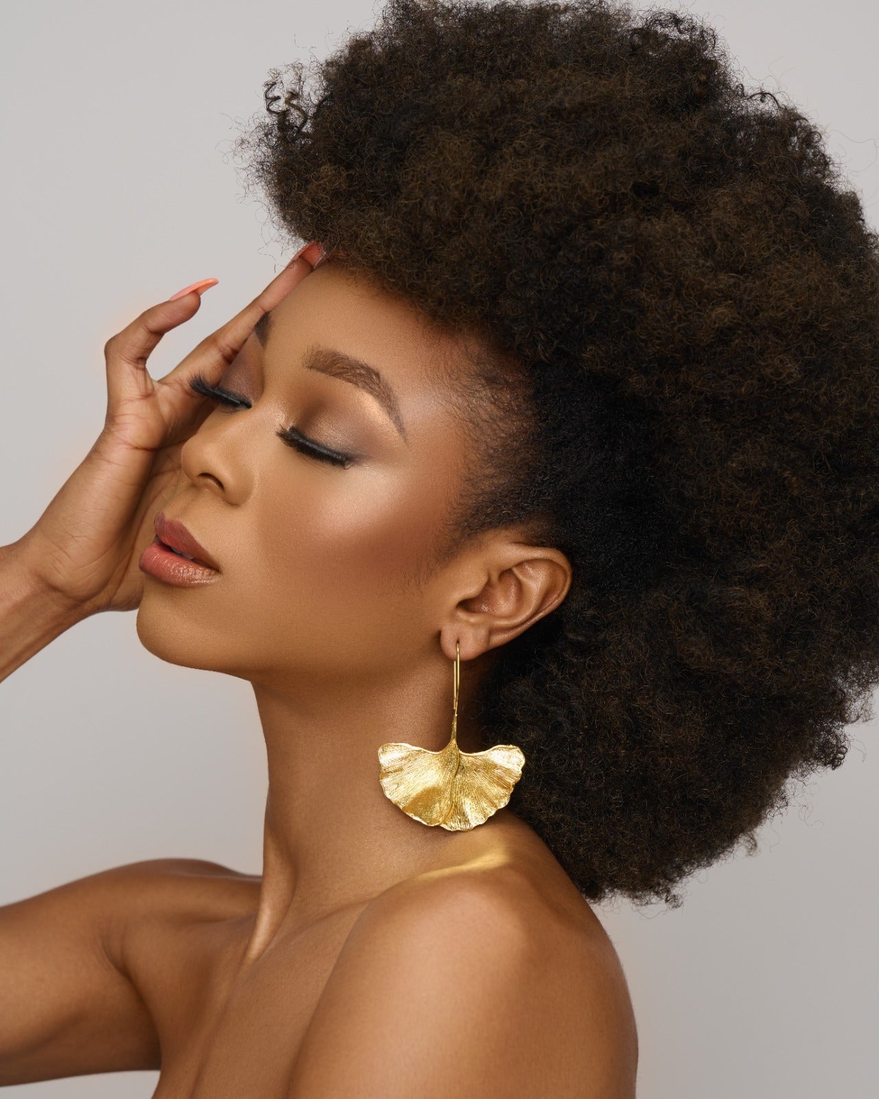 Hammered Alloy Metal Ginkgo Leaves Shaped Drop Earrings - Fatisha Boutique
