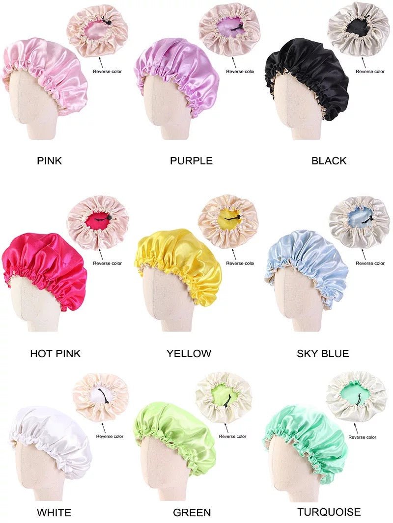 Kids Adjustable Double Layered Revisable Satin Silk Bonnet Caps - Fatisha Boutique