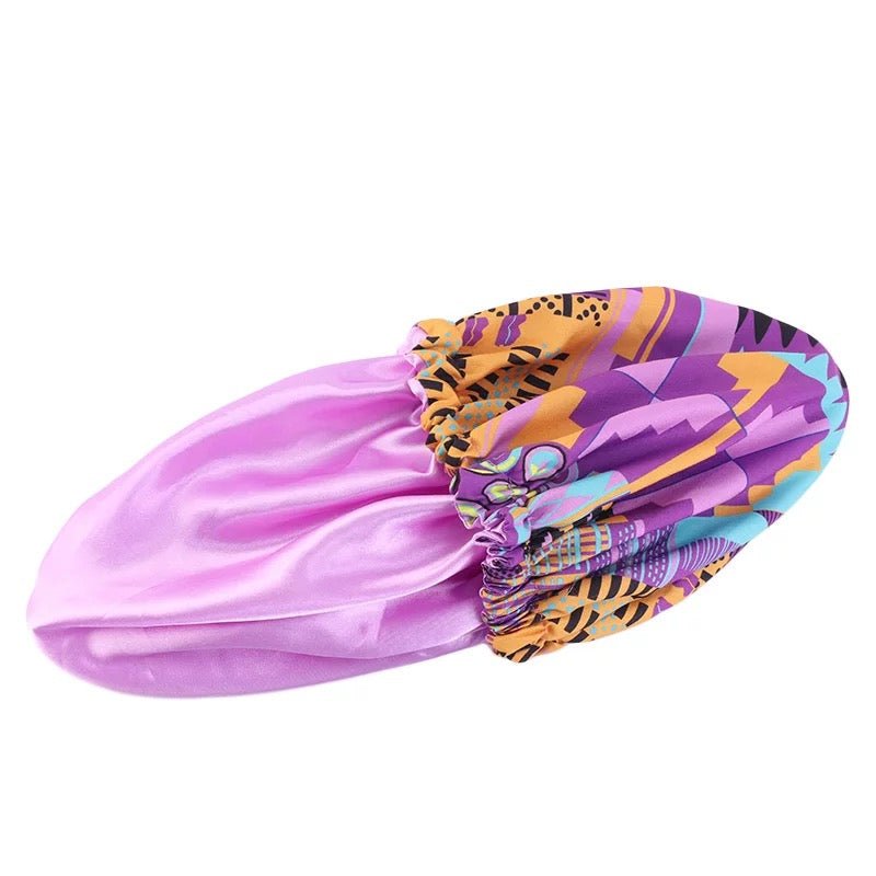 Kids Reversible Satin Bonnet Caps - African Ankara Print (Multiple Designs) - Fatisha Boutique