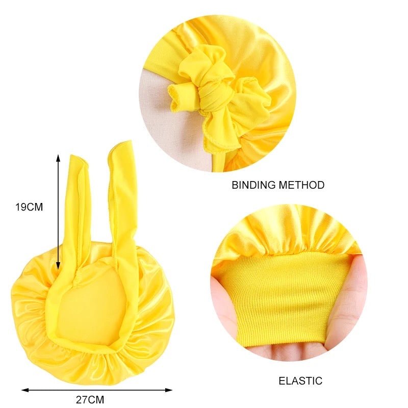 Kids Single Layered Bow Tied Design Satin Silk Bonnet Caps - Fatisha Boutique