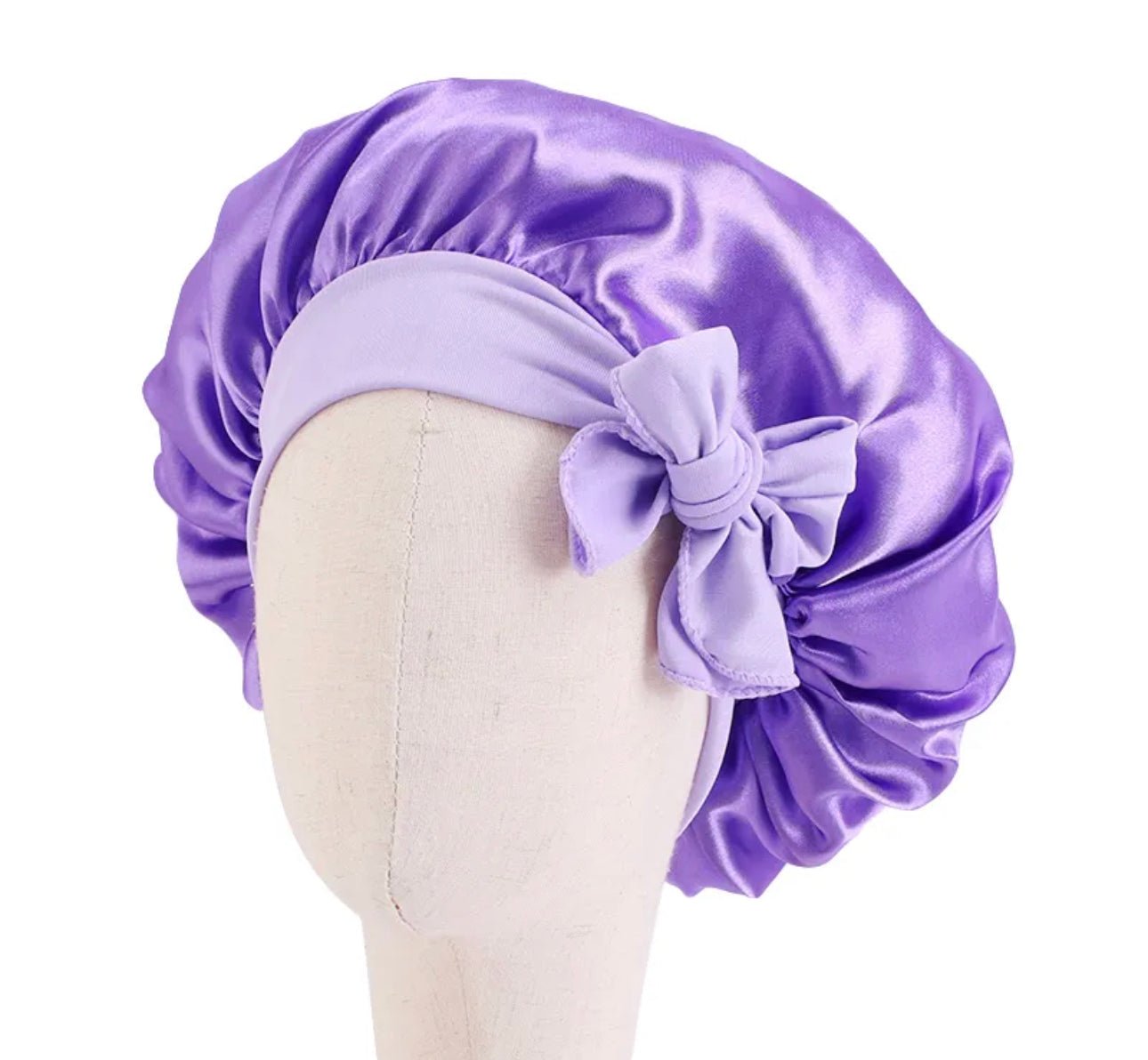 Kids Single Layered Bow Tied Design Satin Silk Bonnet Caps - Fatisha Boutique