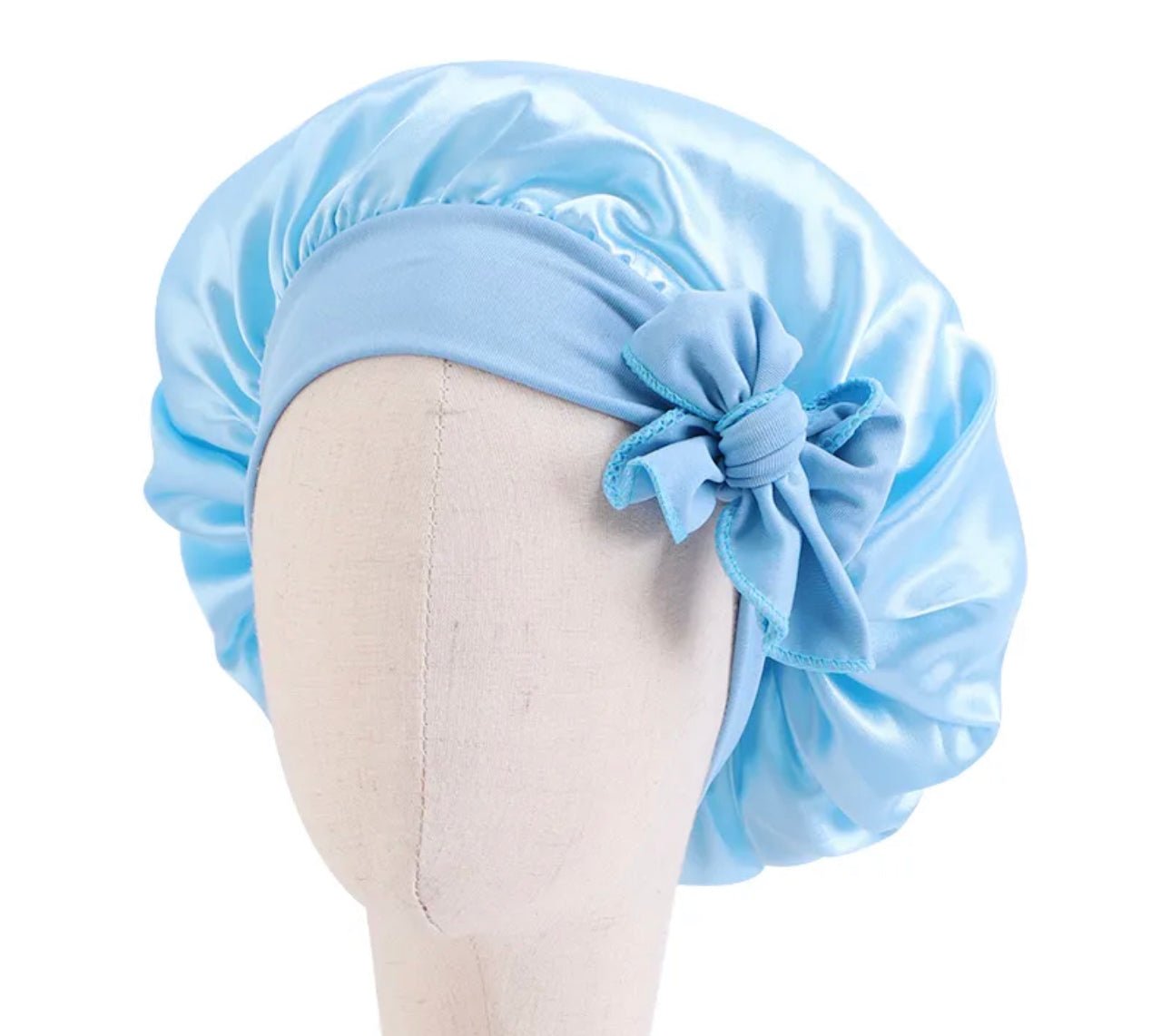 Kids Single Layered Bow Tied Design Satin Silk Bonnet Caps - Fatisha Boutique