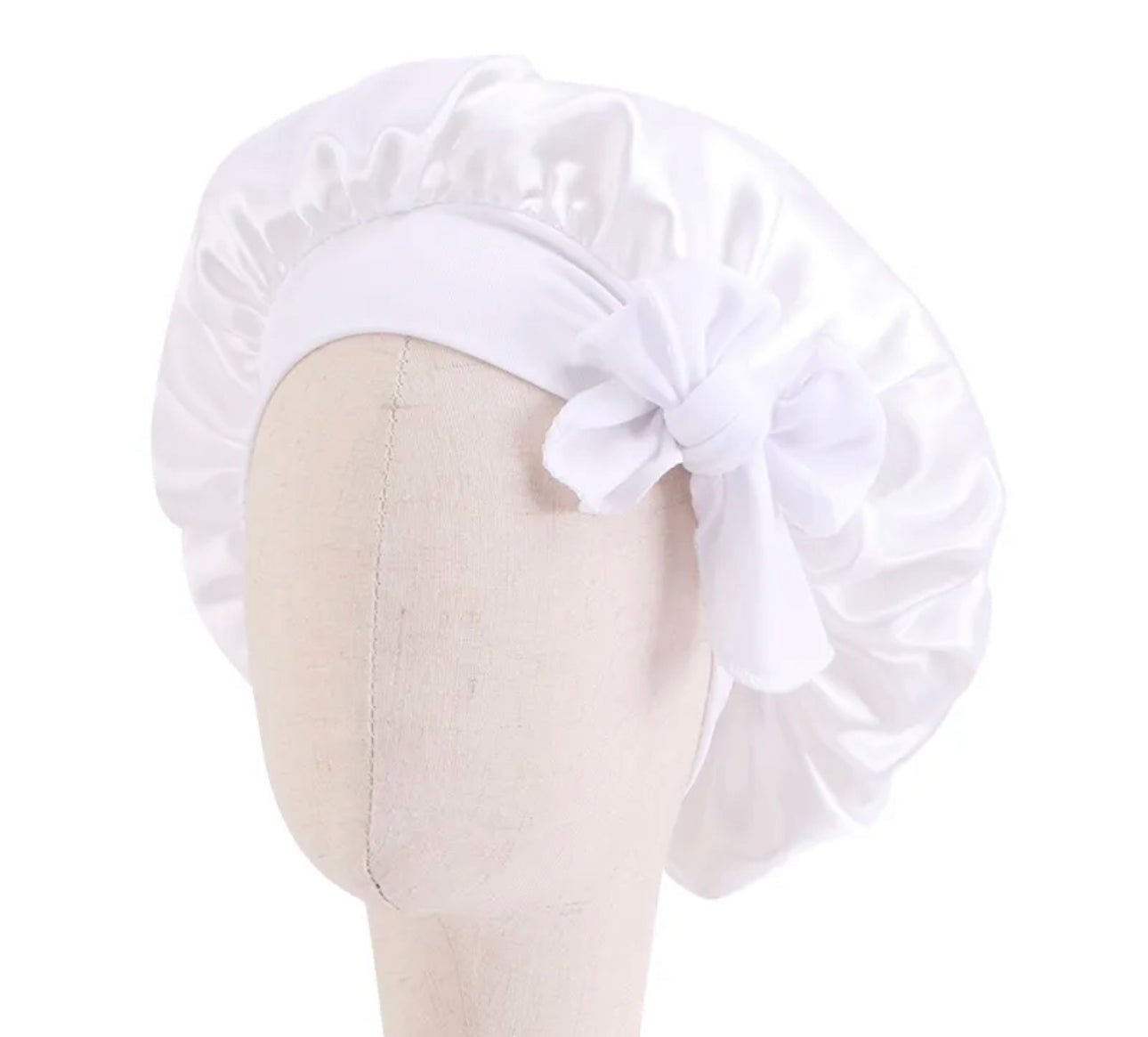 Kids Single Layered Bow Tied Design Satin Silk Bonnet Caps - Fatisha Boutique