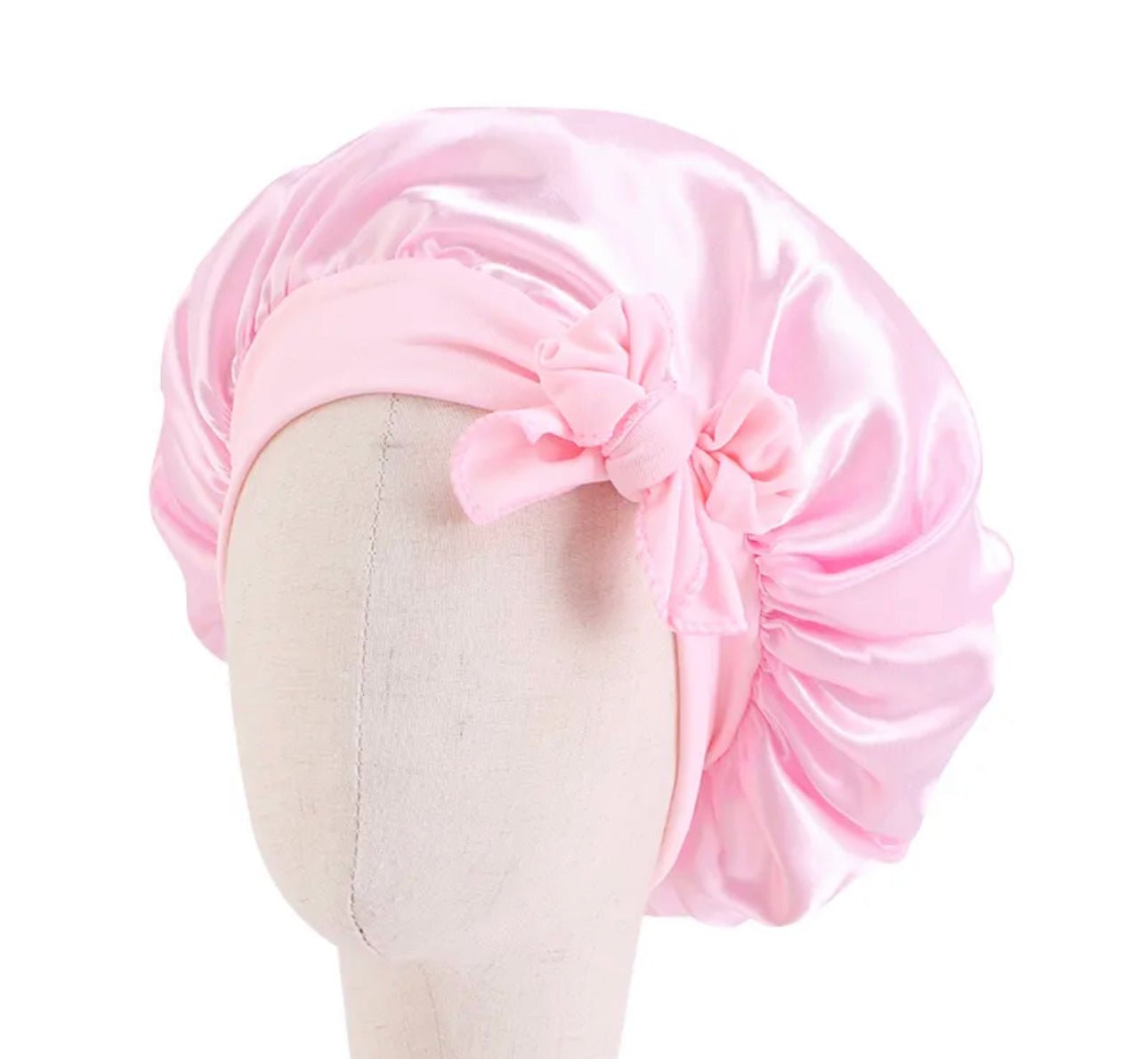 Kids Single Layered Bow Tied Design Satin Silk Bonnet Caps - Fatisha Boutique