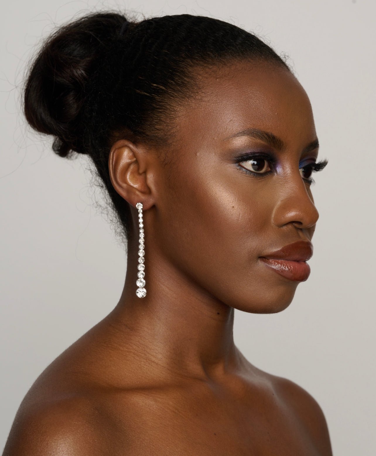 Long Elegant Crystal Diamante Rhinestone Teardrop Stud Earrings - Fatisha Boutique