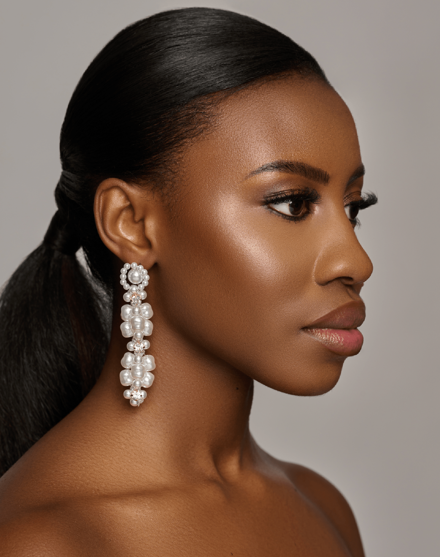 Long Elegant Faux Pearl Rhinestone Drop Earrings – Sophisticated Statement Earrings for Women - Fatisha Boutique