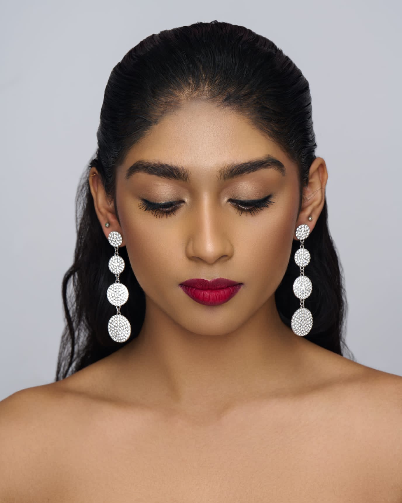 Long Elegant Sparkling Stud Dangle Earrings - Fatisha Boutique