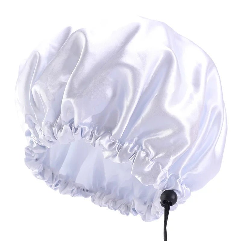Luxury Satin Double Layer Adjustable Shower Cap for Women – Waterproof Inner Plastic Lining – Premium Adjustable Elastic Fit – Reusable & Stylish Hair Protection - Fatisha Boutique