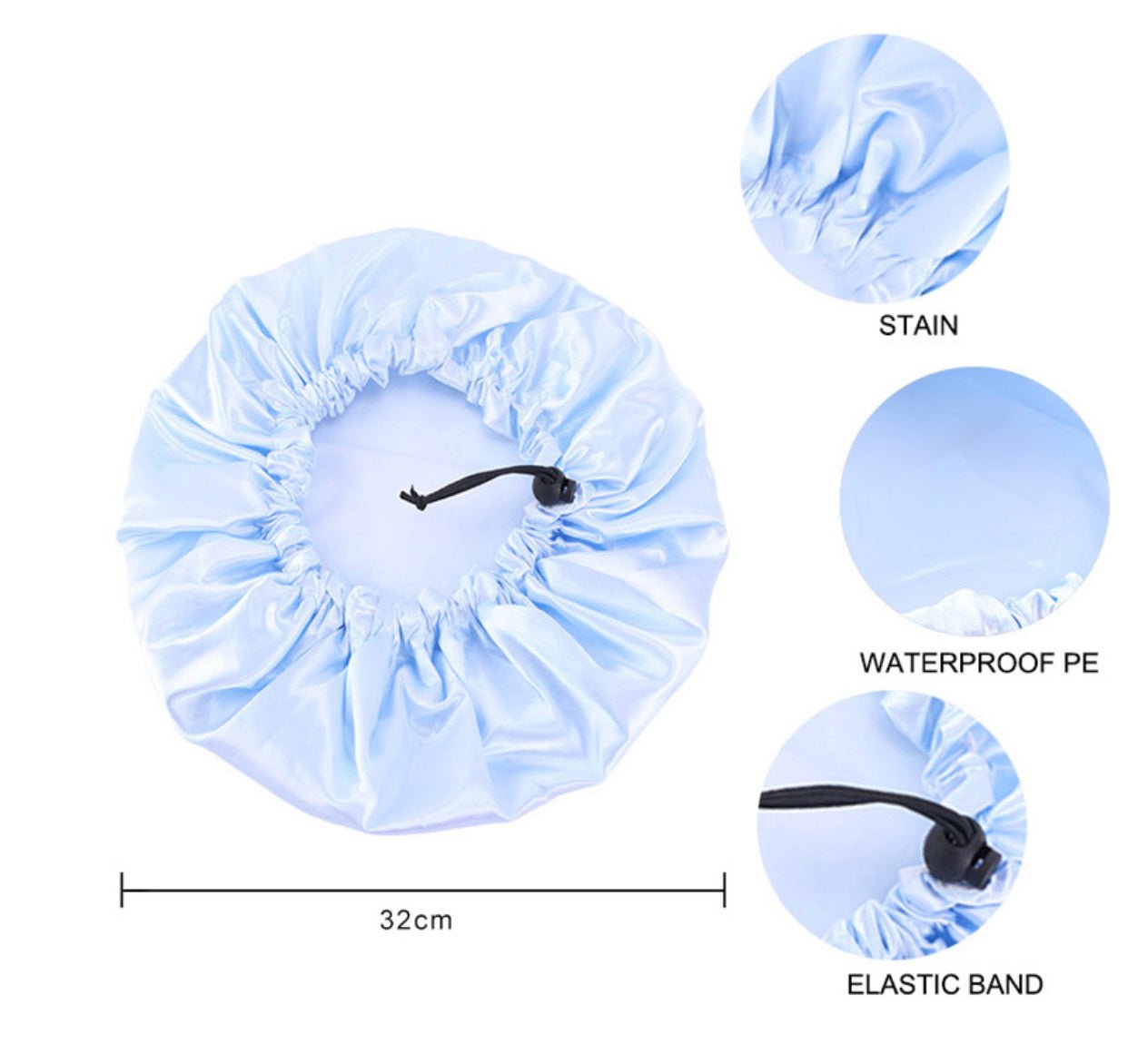 Luxury Satin Double Layer Adjustable Shower Cap for Women – Waterproof Inner Plastic Lining – Premium Adjustable Elastic Fit – Reusable & Stylish Hair Protection - Fatisha Boutique