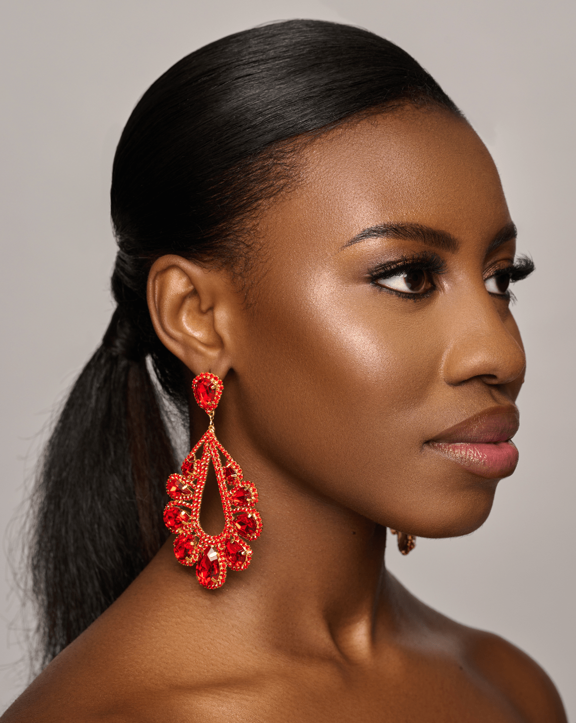 Luxury Teardrop Crystal Gemstones Rhinestones Statement Earrings - Fatisha Boutique
