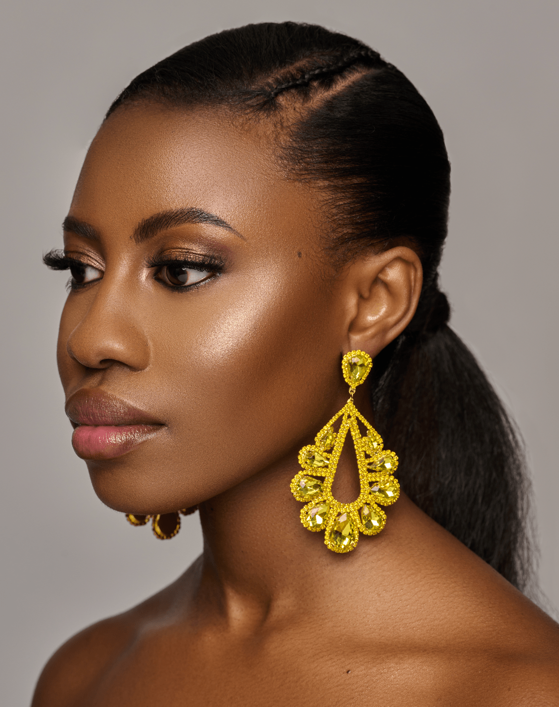 Luxury Teardrop Crystal Gemstones Rhinestones Statement Earrings - Fatisha Boutique