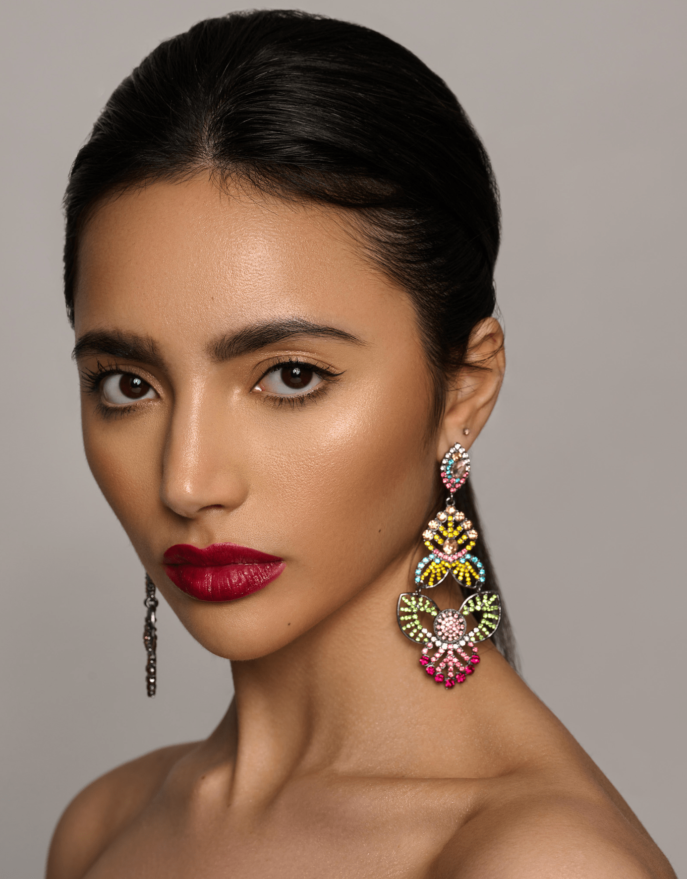 Multicolour Rhinestones Crystal Teardrop Stud Earrings - Fatisha Boutique