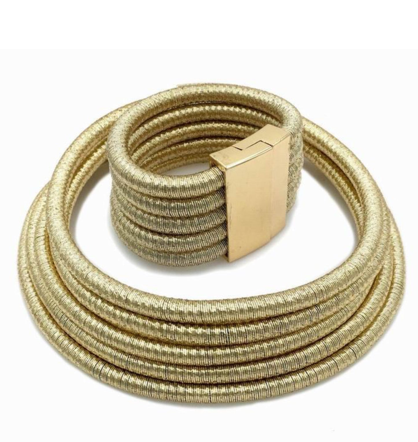 Multilayered Ropes With Magnetic Closure Collar Statement Choker Necklace Set - Fatisha Boutique