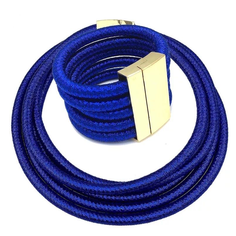 Multilayered Ropes With Magnetic Closure Collar Statement Choker Necklace Set - Fatisha Boutique