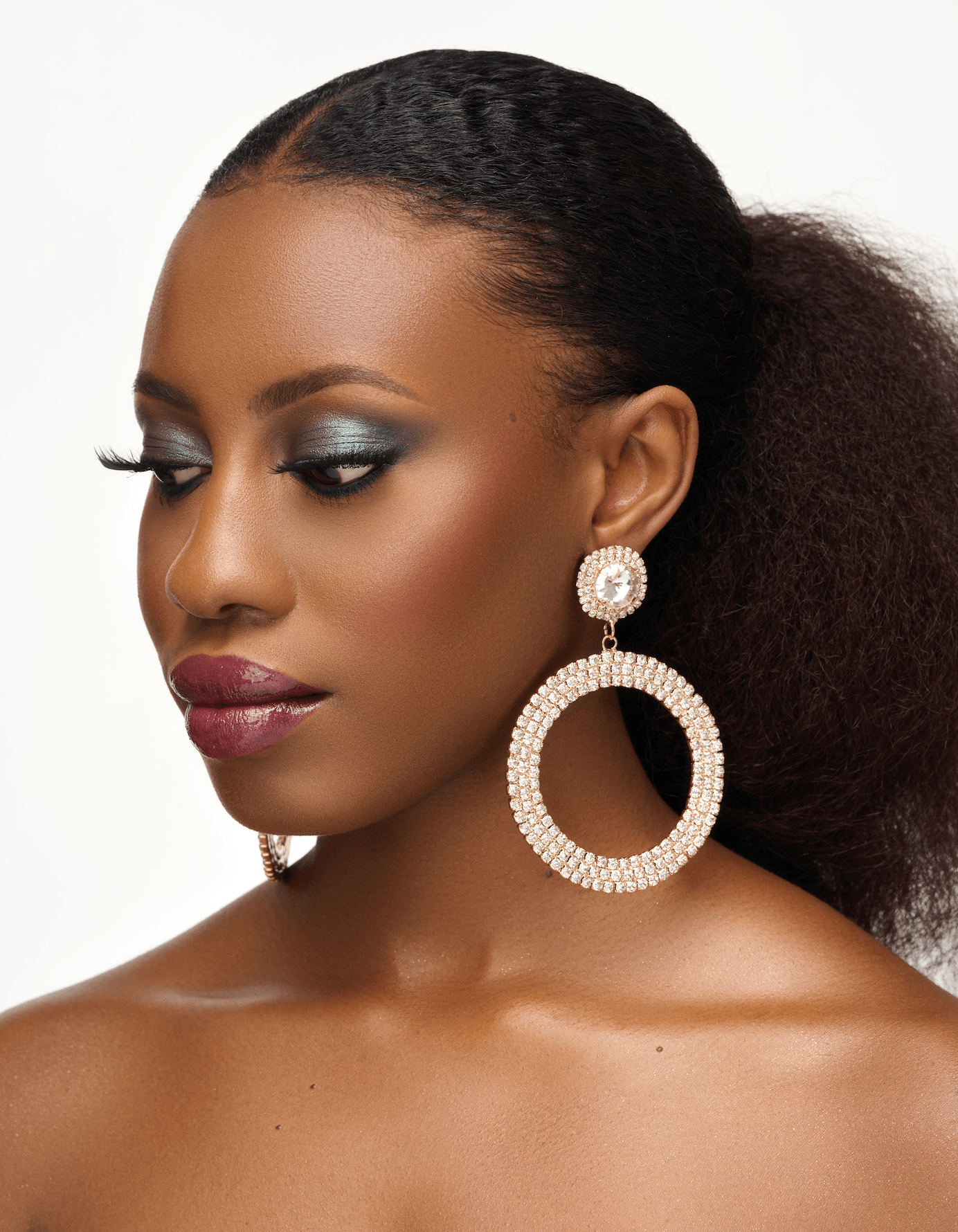 Oversized Round Rhinestone Statement Dangle Earrings - Fatisha Boutique