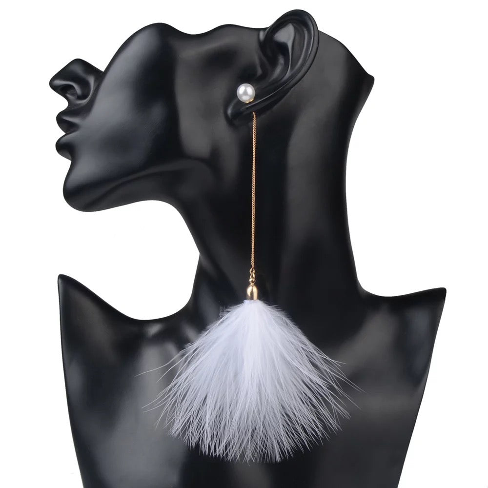 Playful Long Fluffy Pom Pom Earrings – Fun Statement Jewellery - Fatisha Boutique
