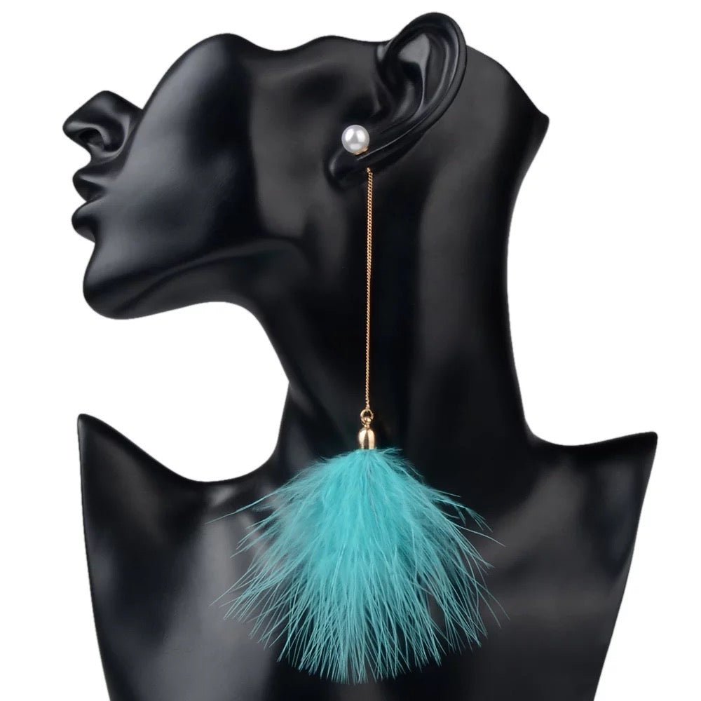 Playful Long Fluffy Pom Pom Earrings – Fun Statement Jewellery - Fatisha Boutique