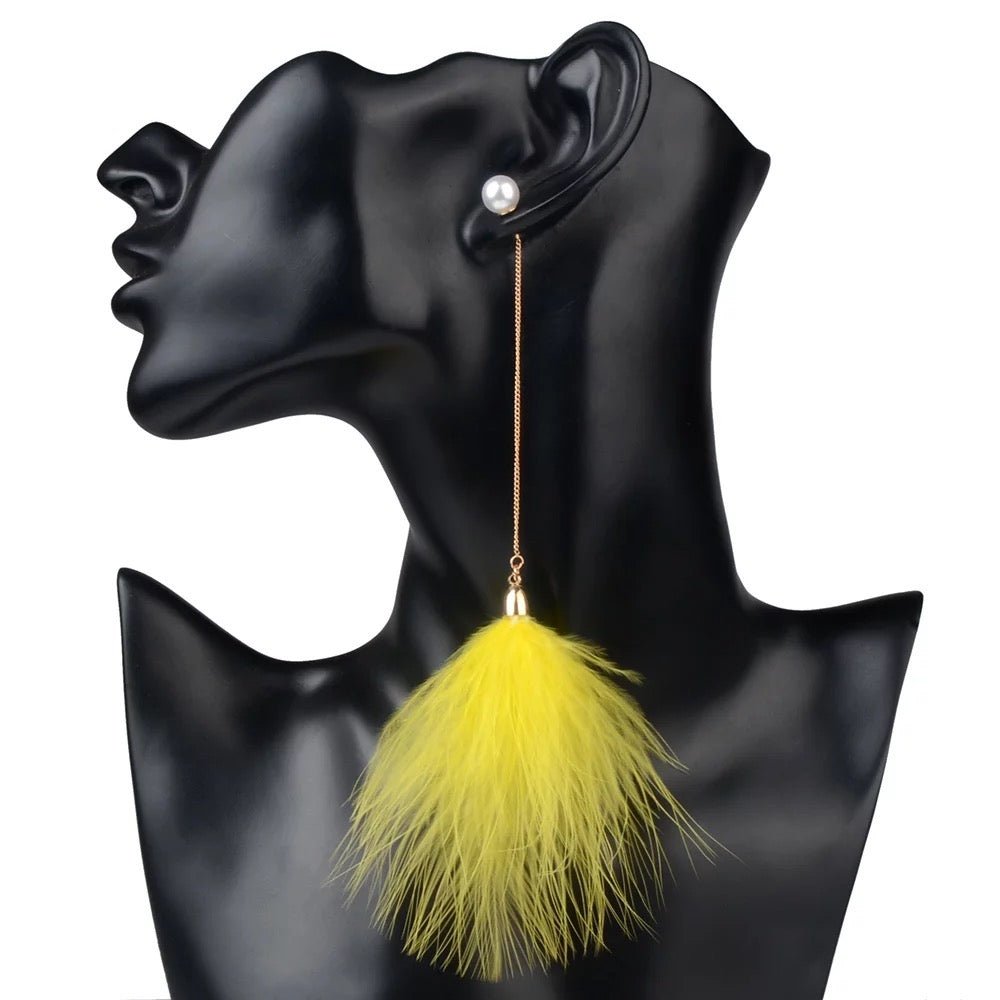 Playful Long Fluffy Pom Pom Earrings – Fun Statement Jewellery - Fatisha Boutique