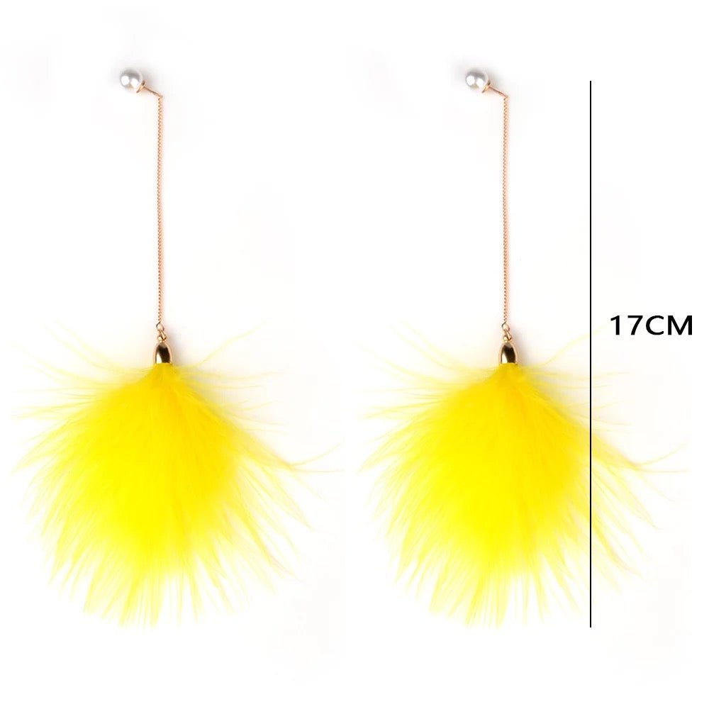Playful Long Fluffy Pom Pom Earrings – Fun Statement Jewellery - Fatisha Boutique