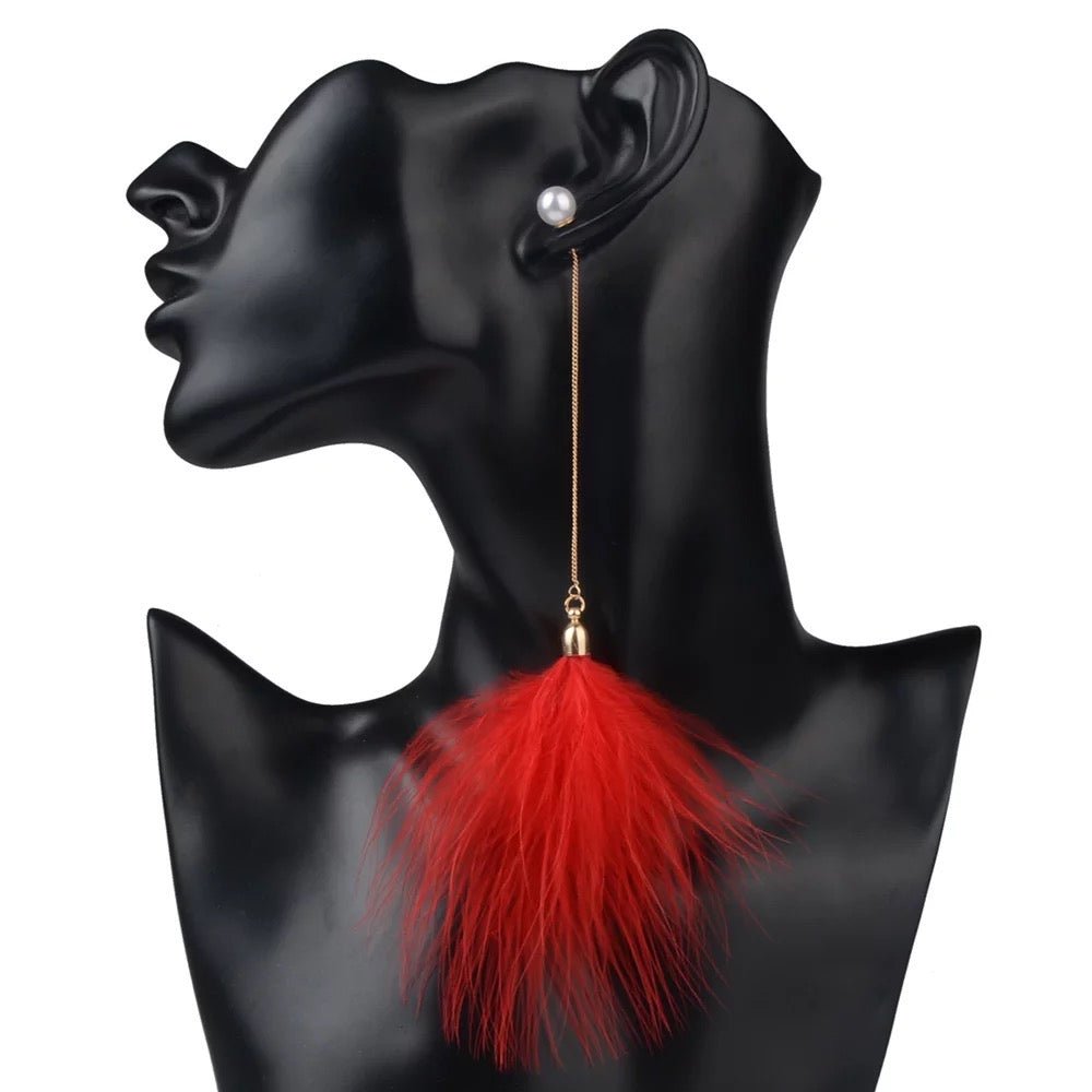 Playful Long Fluffy Pom Pom Earrings – Fun Statement Jewellery - Fatisha Boutique