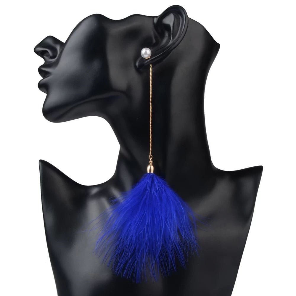 Playful Long Fluffy Pom Pom Earrings – Fun Statement Jewellery - Fatisha Boutique