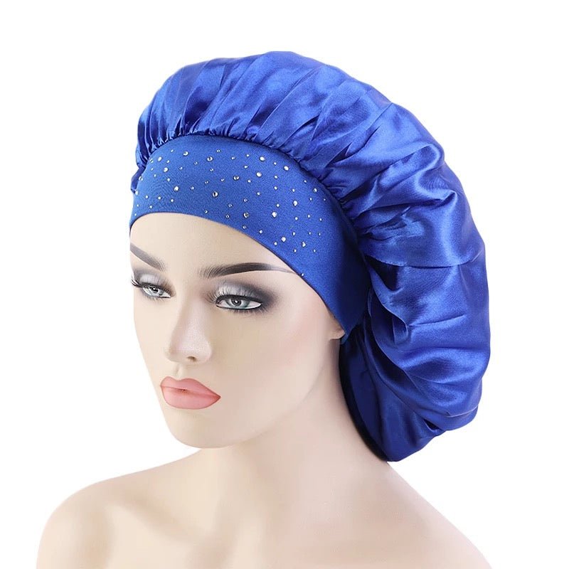 Rhinestone Band Satin Silk Single Layered Bonnet Caps - Fatisha Boutique