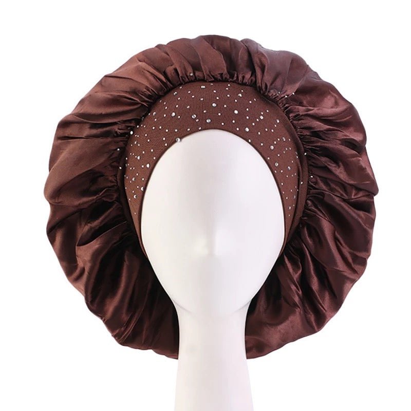 Rhinestone Band Satin Silk Single Layered Bonnet Caps - Fatisha Boutique