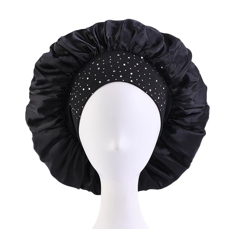Rhinestone Band Satin Silk Single Layered Bonnet Caps - Fatisha Boutique