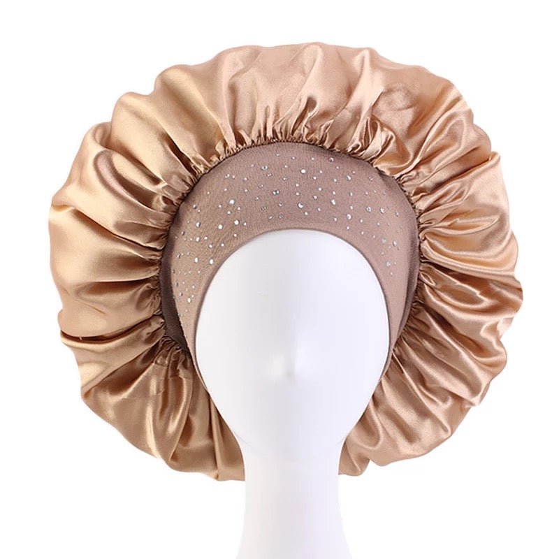 Rhinestone Band Satin Silk Single Layered Bonnet Caps - Fatisha Boutique