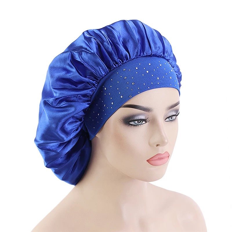 Rhinestone Band Satin Silk Single Layered Bonnet Caps - Fatisha Boutique