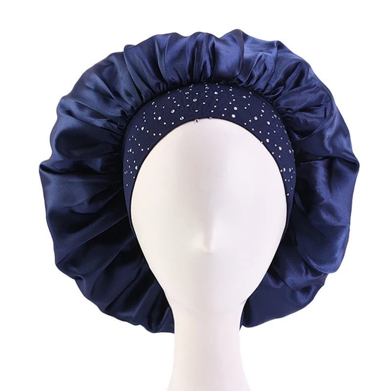 Rhinestone Band Satin Silk Single Layered Bonnet Caps - Fatisha Boutique