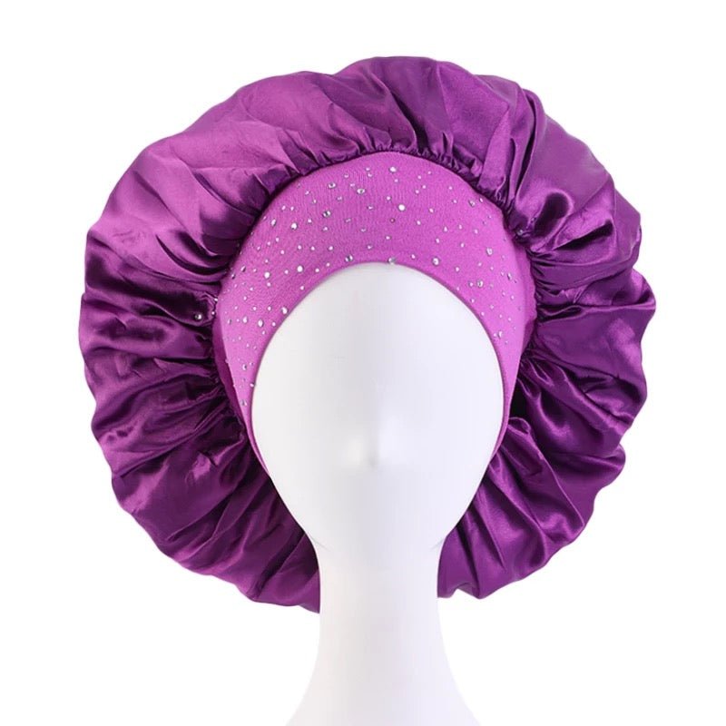 Rhinestone Band Satin Silk Single Layered Bonnet Caps - Fatisha Boutique