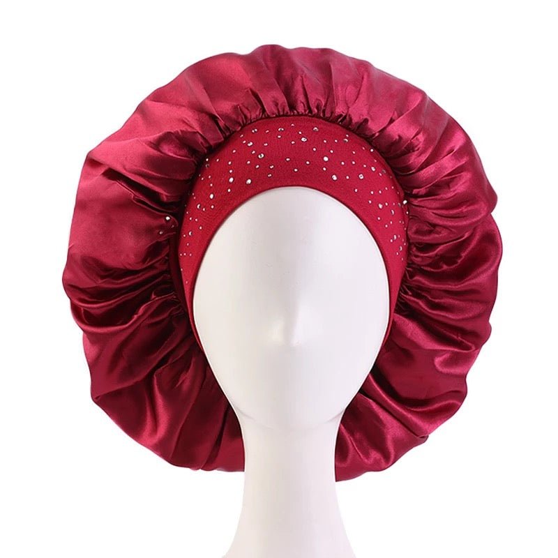Rhinestone Band Satin Silk Single Layered Bonnet Caps - Fatisha Boutique