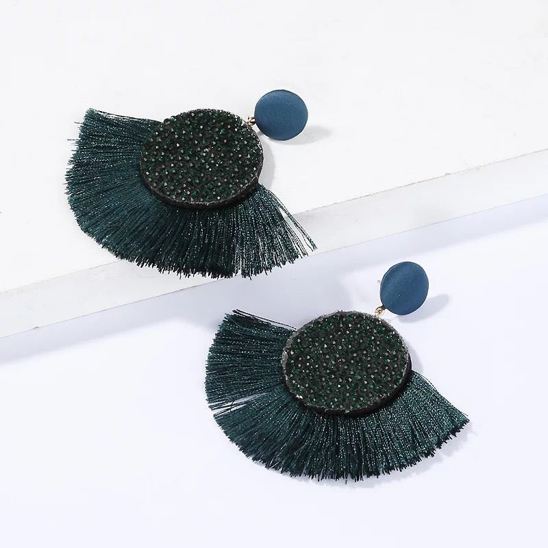Silk Thread Bohemian Fan Shape Earrings - Fatisha Boutique