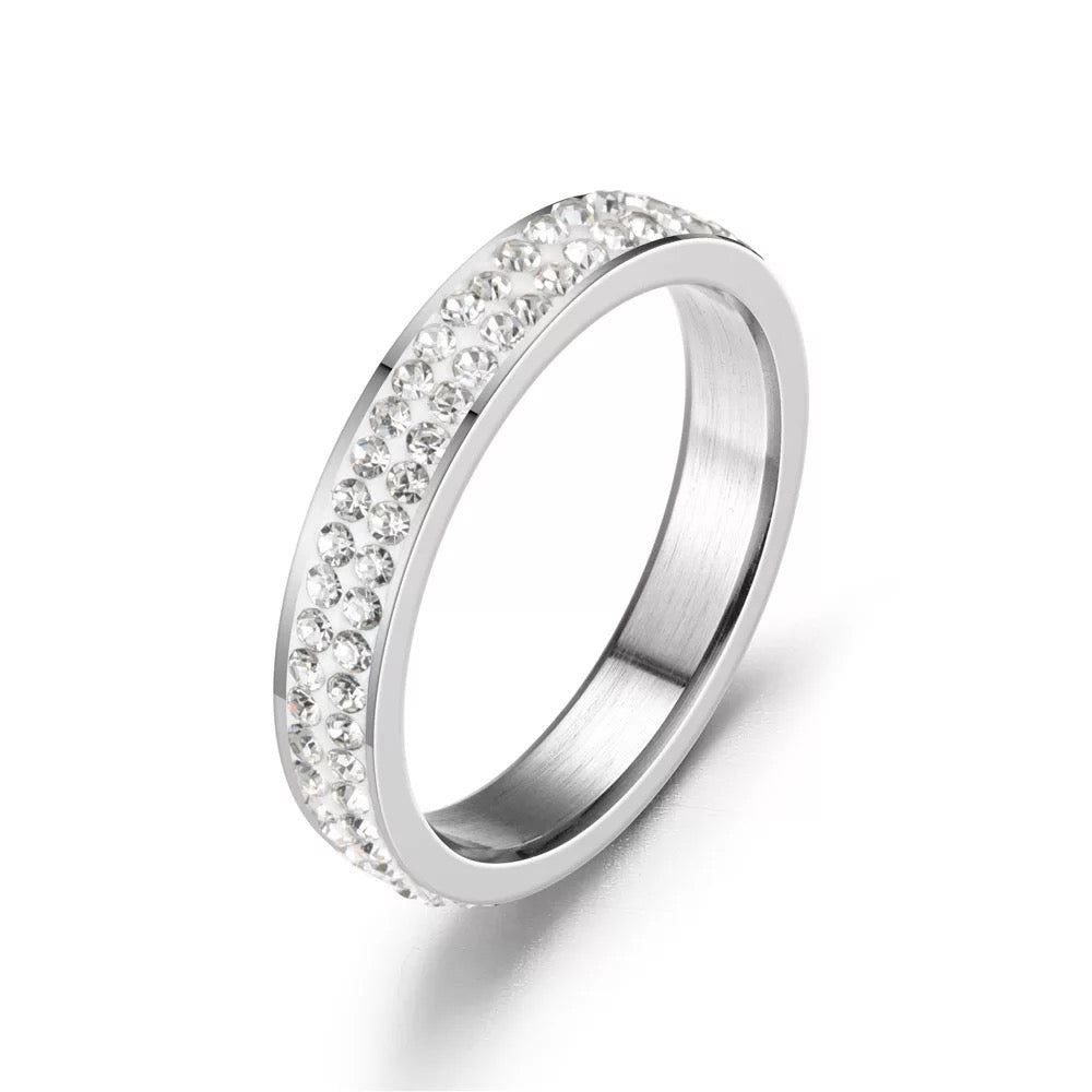 Sparkling Colourful Rhinestone Stainless Steel Rings - Fatisha Boutique