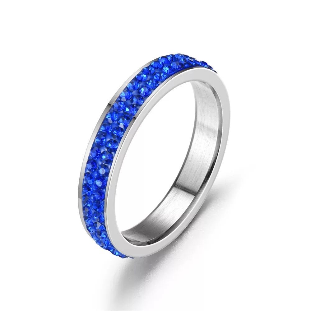 Sparkling Colourful Rhinestone Stainless Steel Rings - Fatisha Boutique