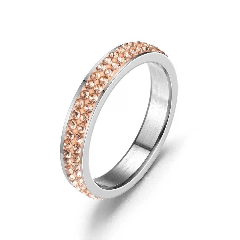 Sparkling Colourful Rhinestone Stainless Steel Rings - Fatisha Boutique