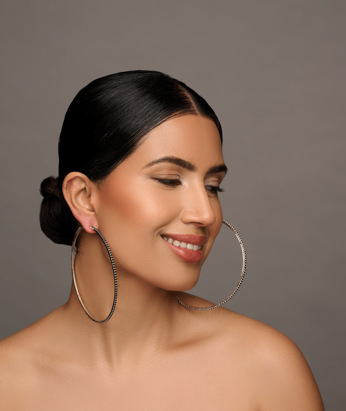 10CM Black Rhinestones Statement Hoop Earrings - Fatisha Boutique